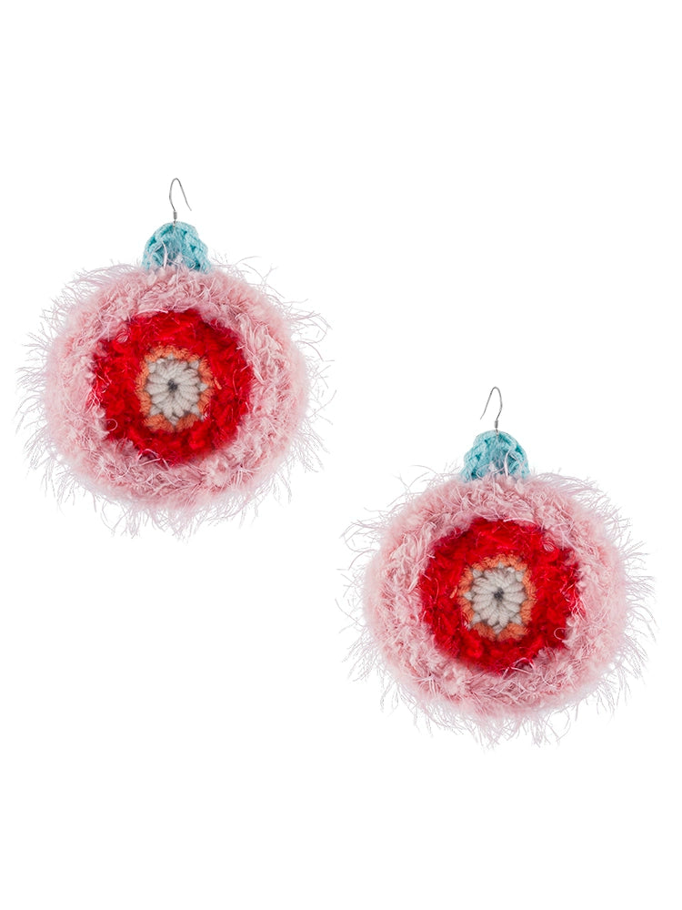 Hand hook brush round earrings B2241