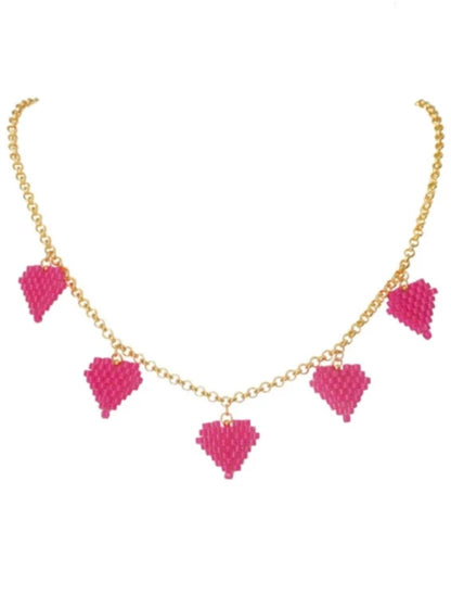 Pink Peach Heart Necklace B2060