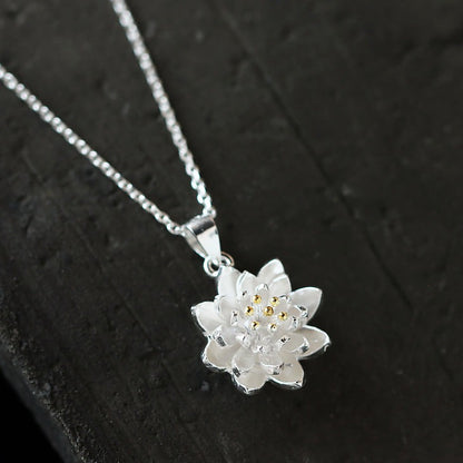 S925 Lotus Pendant Necklace B1868