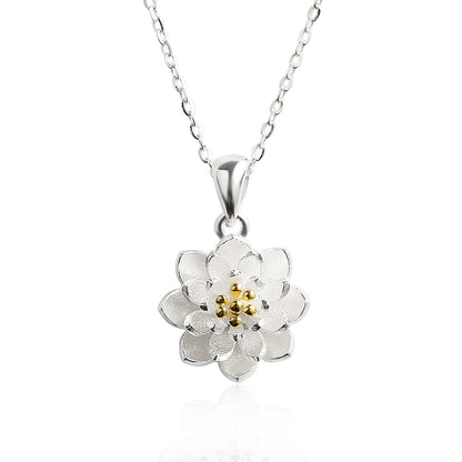 S925 Lotus Pendant Necklace B1868