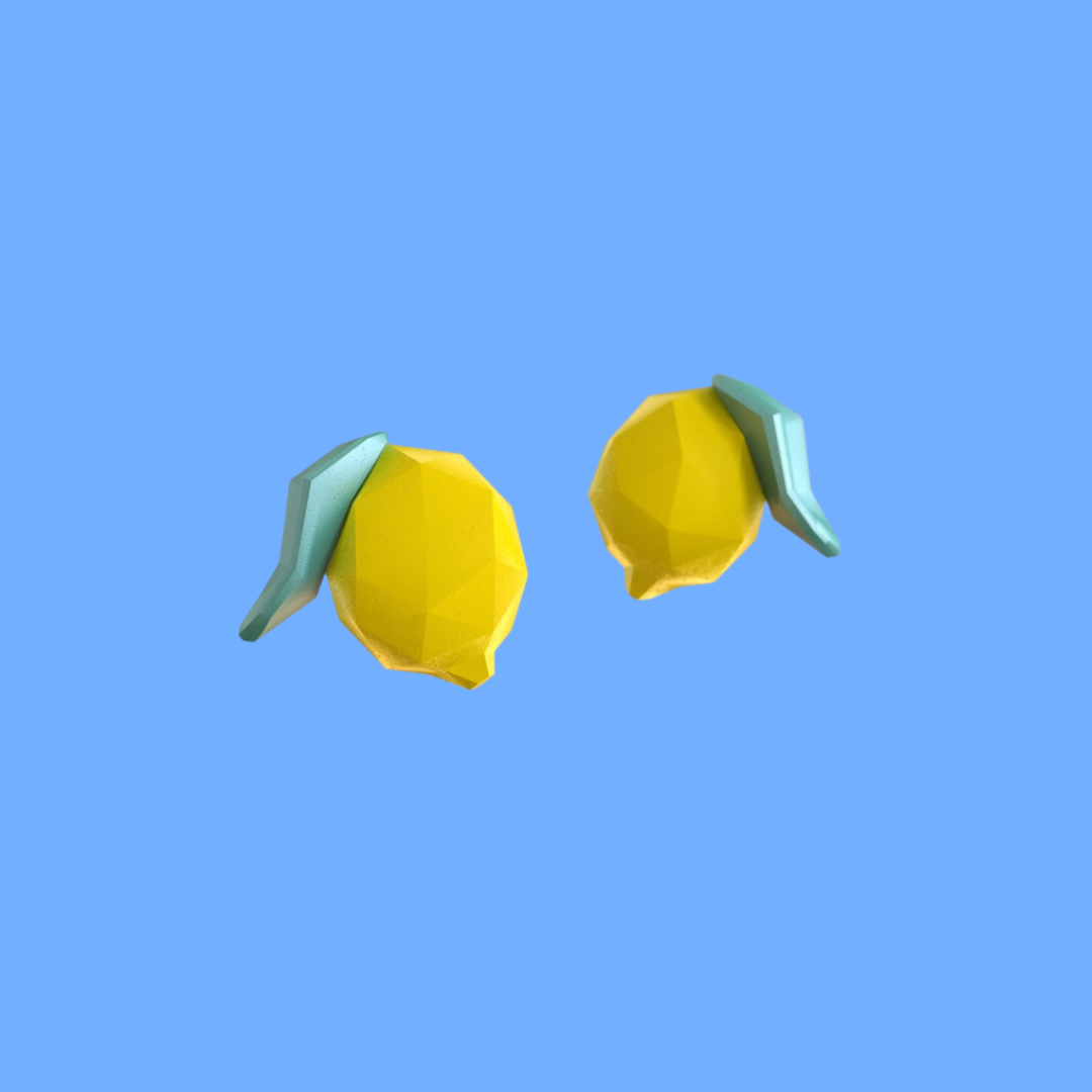 檸檬多邊形圖案耳環 B1003